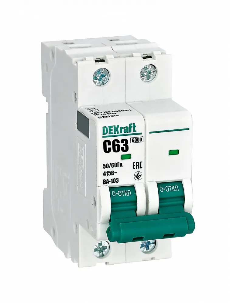Выключатель автоматический 2Р 63А х-ка C ВА-103 6кА SE (Dekraft) 12295DEK