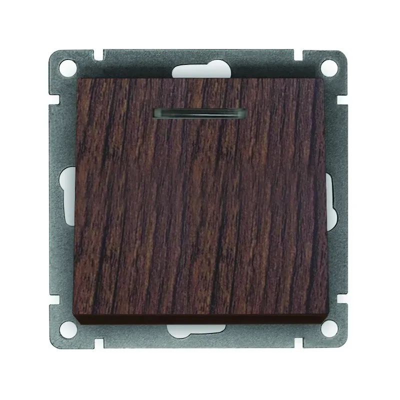 Выключатель одноклавишный с подсветкой серия Афина , с/у, 10А, 220В, венге (еврослот) Универсал A0121-V