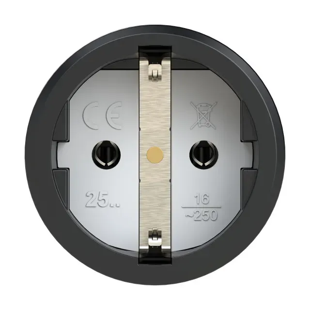 Розетка каб 16A/250V/2P+E/IP54 с черным крышкой и корпусом, маркер синий Alpenbox 00-00027026