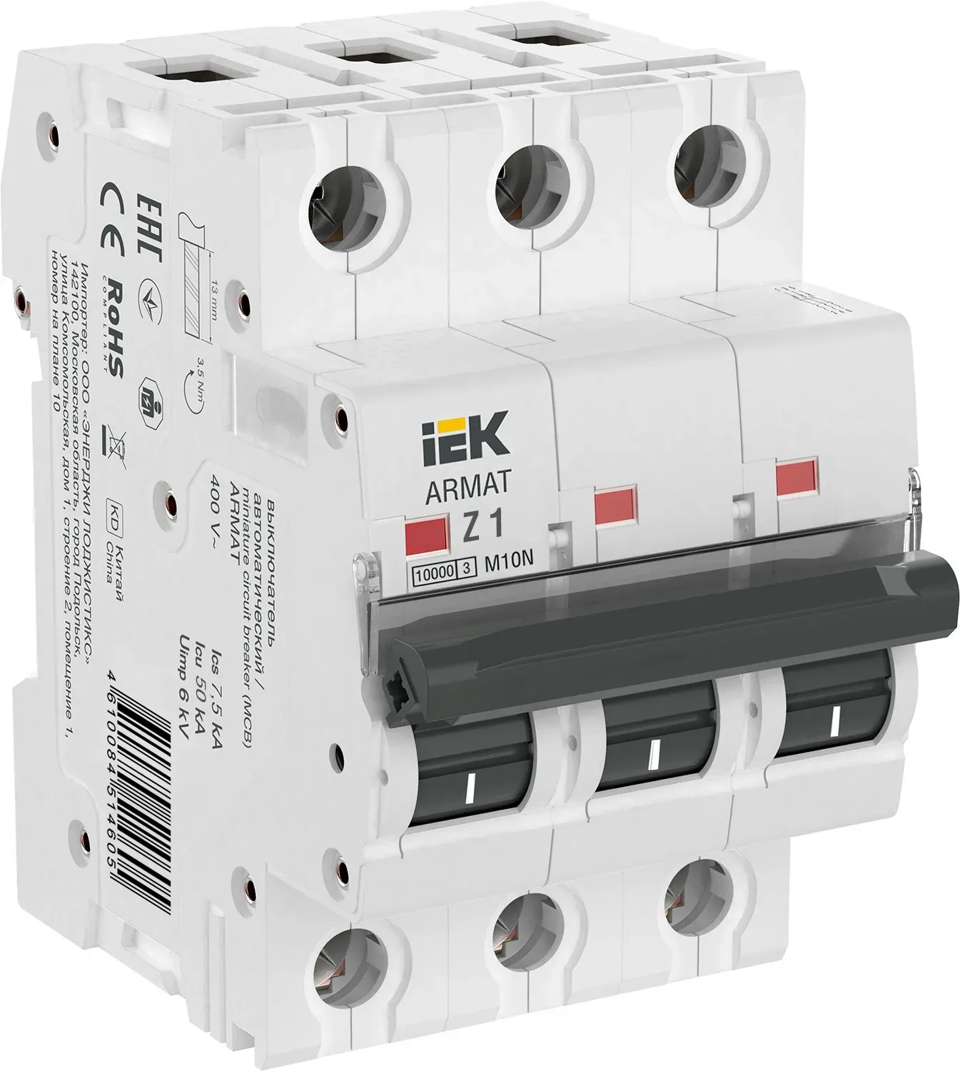 Armat выключатель автоматический трехполюсный m10n z 1а IEK AR-M10N-3-Z001