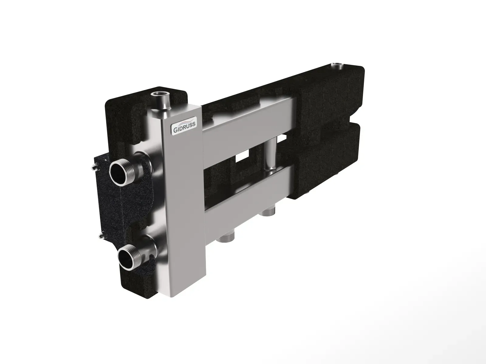 Коллектор с гидрострелкой BMSS-60-3D.EPP на 3 контура G 1' с термоизоляцией, до 60 кВт, нерж сталь Gidruss BM 60A2T 20