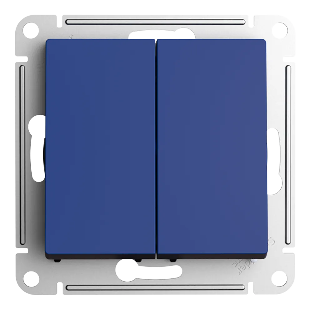 ATLASDESIGN 2-клавишный ВЫКЛЮЧАТЕЛЬ с самовозвратом, сх.2, 10А, механизм, АКВАМАРИН SE (Потенциал) ATN001117