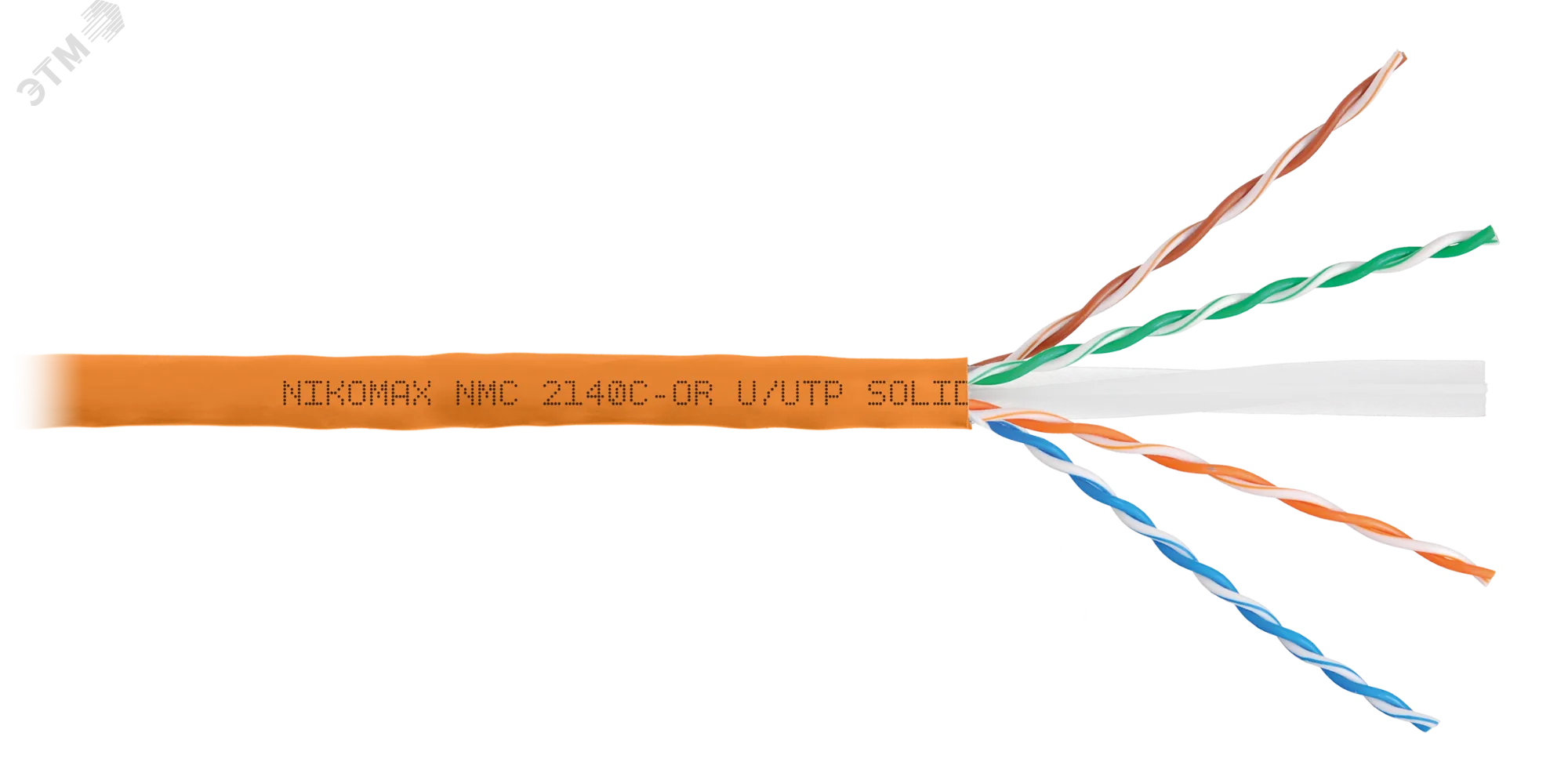 Витая пара U/UTP 4 пары Кат 6 solid BC AWG23 (0.53мм) IN LSZH нг(А)-HF оранжевый 305м