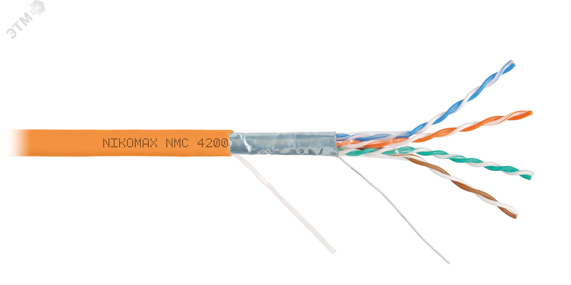 Витая пара F/UTP 4 пары Кат 5e solid BC AWG24 (0.51мм) IN LSZH нг(А)-HF оранжевый 305м