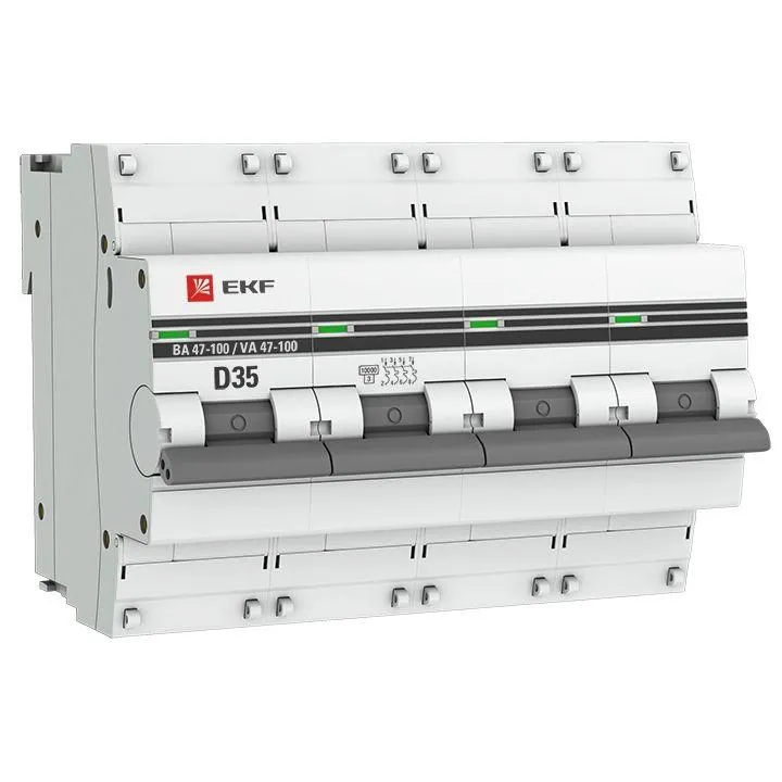 Автоматический выключатель ва 47-100 4p 35а (d) 10ka proxima EKF MCB47100-4-35D-PRO
