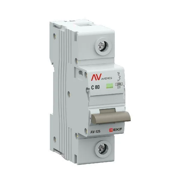 Выключатель автоматический av-125 1p 80a (c) 10ka ekf averes EKF MCB125-1-80C-AV