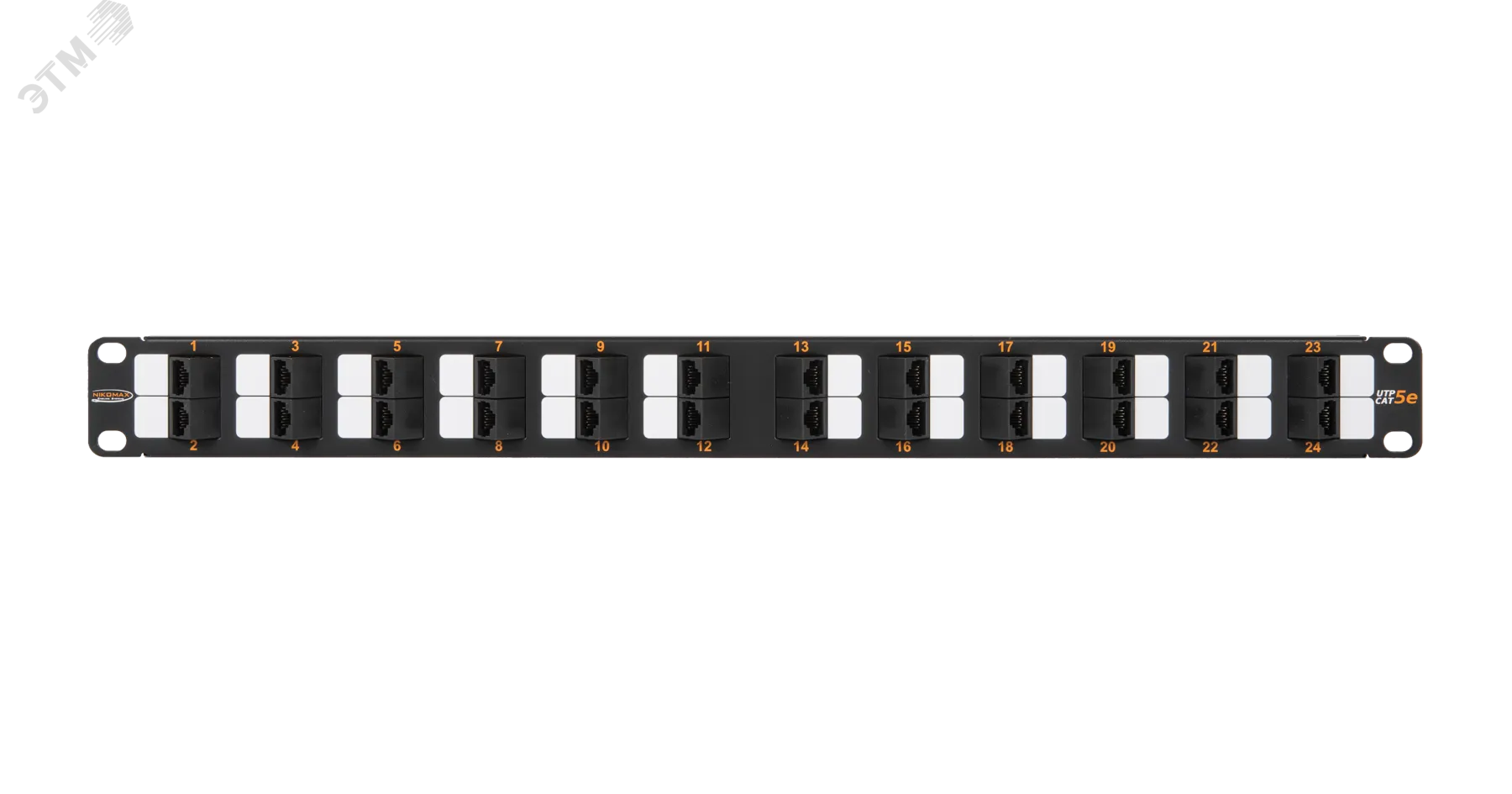 Патч-панель 19'' 1U 24 угловых порта Кат 5e RJ45/8P8C UTP черная