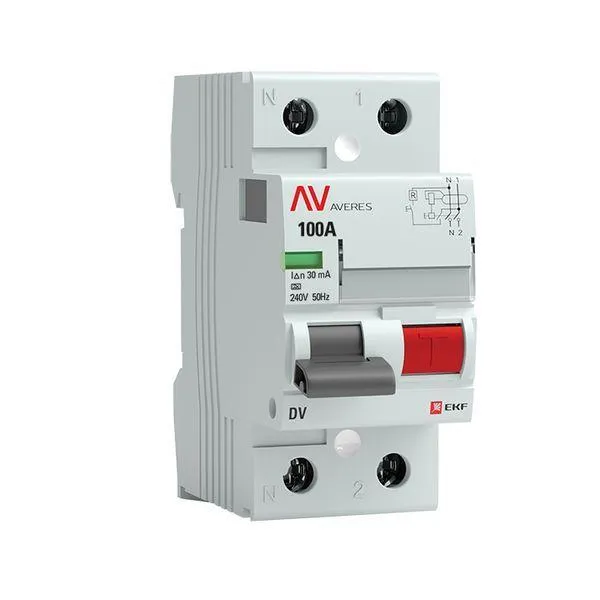 Устройство защитного отключения DV 2P 100А/30мА (A) AVERES EKF rccb-2-100-30-a-av