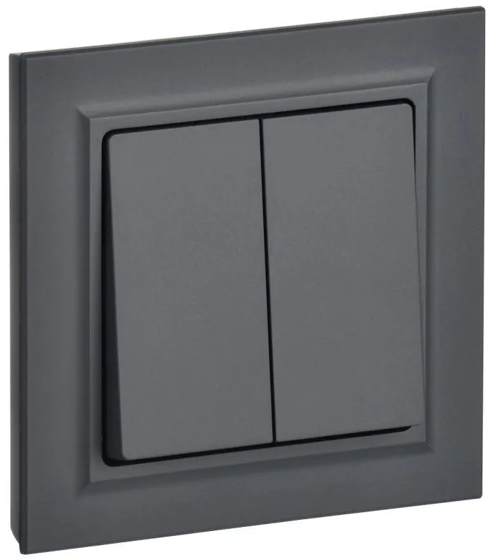 BRITE Выключатель двухклавишный 10А в сборе ВСР10-2-0-БрГ графит IEK IEK BR-V20-0-10-K53-F
