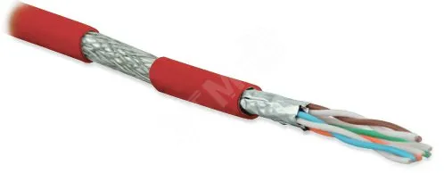 Витая пара S/FTP кат 6a 4 пары AWG23 solid IN LSZH нг(А)-HF красный 500м