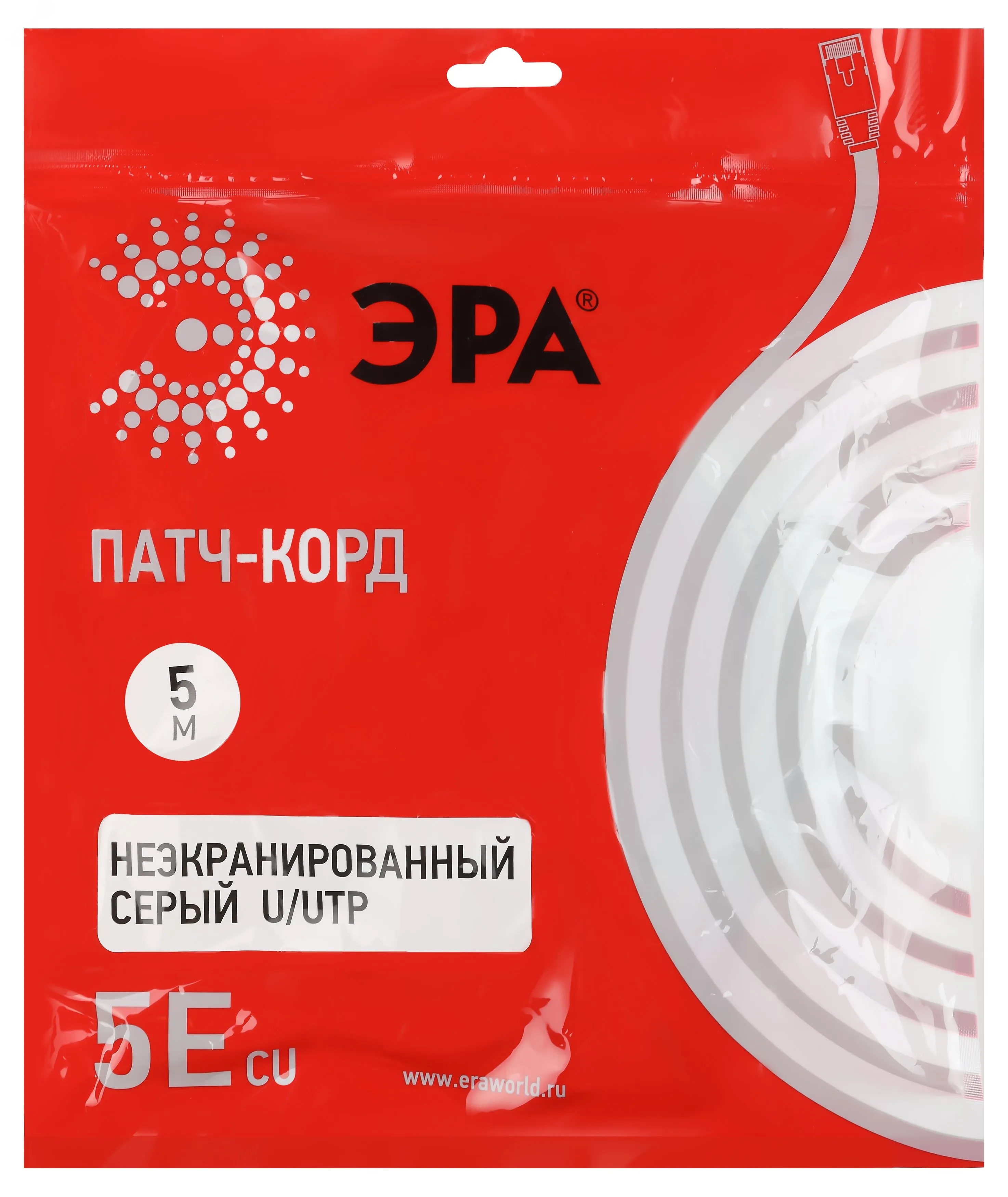 Патч корд U/UTP неэкранированный 5м категория 5e Cu