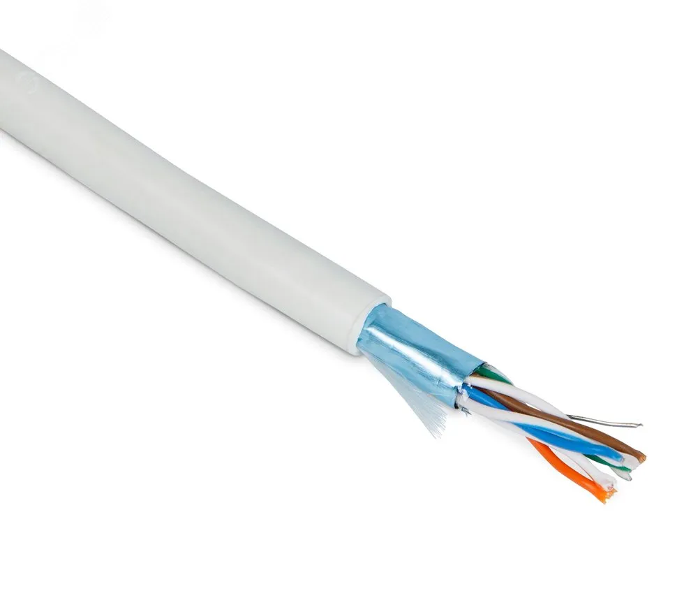 Витая пара F/UTP кат 5e 4 пары AWG26 patch PVC IN нг(А)-LS серый 100м