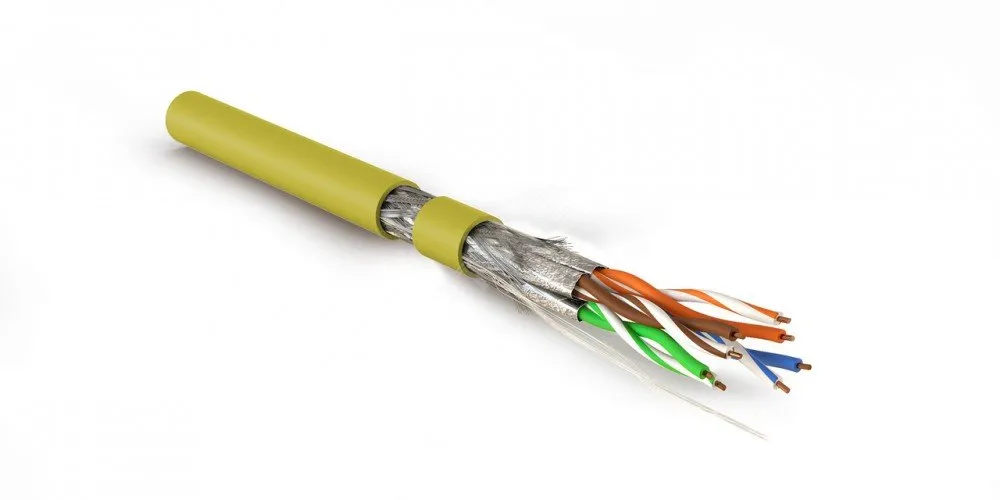 Витая пара S/FTP кат 7а 4 пары AWG23 solid IN LSZH нг(А)-HF желтый 500м