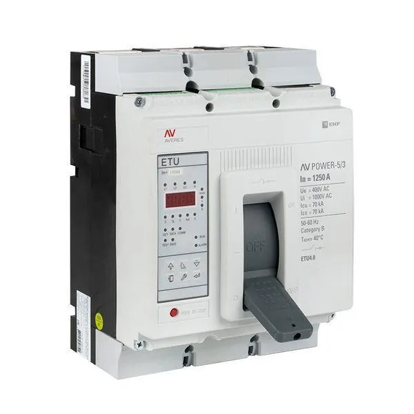 Автоматический выключатель av power-5/3 1250а 70ka etu4.0 averes EKF MCCB-53-1250M-4.0-AV