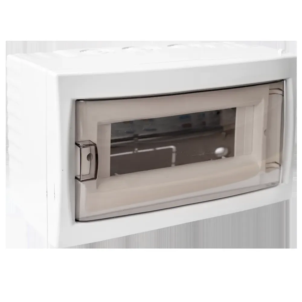 Щит распределительный навесной с 0 шиной 12м пластиковый белый прозрачная дверь БЕЛТИЗ БОКС КНО-12Д