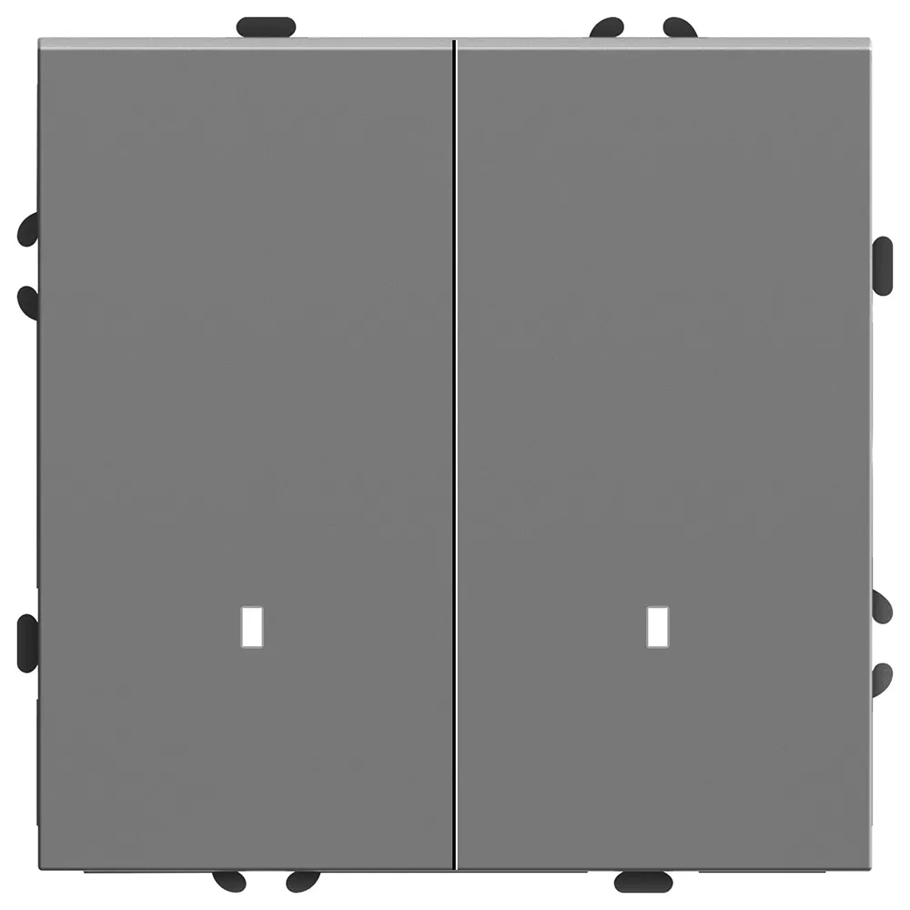 Выключатель 2-клавишный c индикатором (механизм), 250В, 10А, серия Эмили,платиново-серый soft touch STEKKER FERON 49942