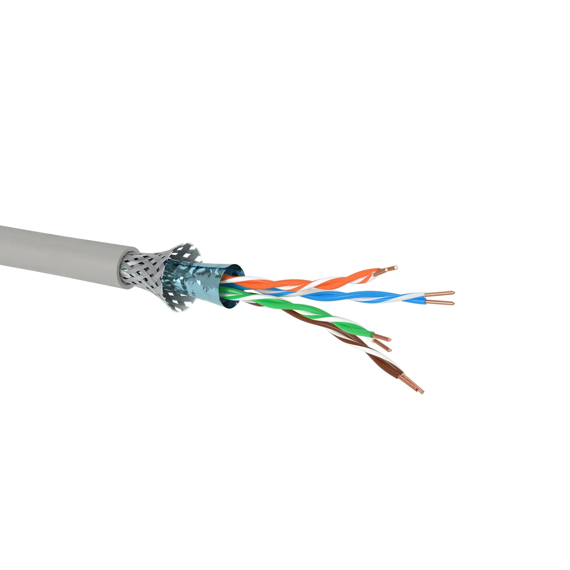 Витая пара кат.5Е экранированный SF/UTP. 4 пары. для одиночной прокладки. ПВХ. цвет внешней оболочки серый. катушка 305 м