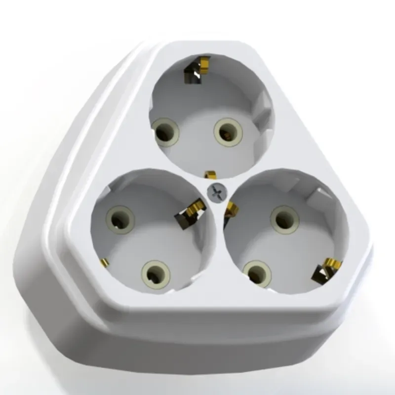 Розетка трехместная открытой установки с заземляющим контактом (ток 16А) РА16-833, белая Кунцево 5921