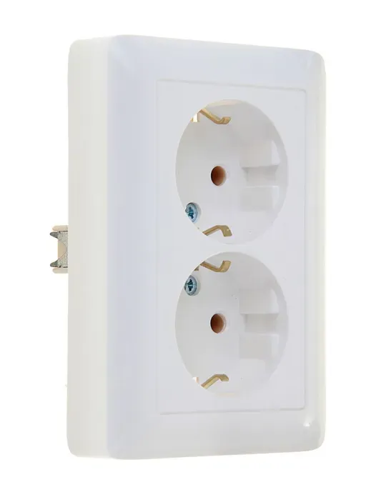 ХИТ Розетка двойная скрытая белая с заземлением без шторок 16А 250В SE (Потенциал) RS16-236-B