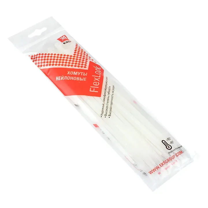 Хомут p6.6 стандартный белый 4.8x200 (100шт) flexlock proxima EKF PLC-FL-CTSW-4.8X200