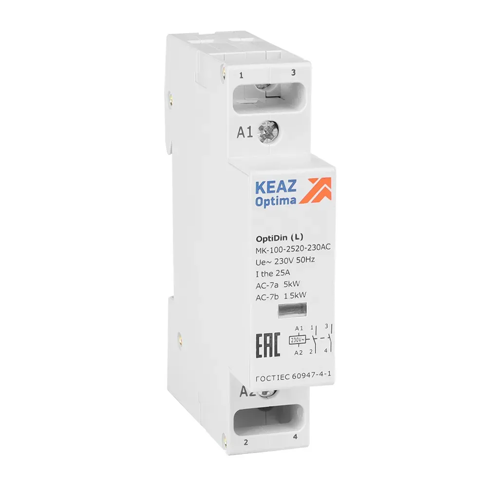 Контактор модульный OptiDin MK-100-2520-230AC (L) КЭАЗ Optima (от-ка) 343730