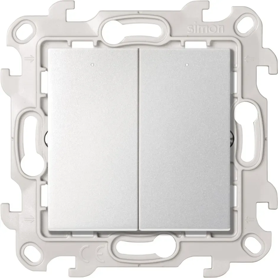 Двухклавишный выключатель с подсветкой 10AX 250В~ цвета алюминий S24 Harmonie Simon 2450392-033