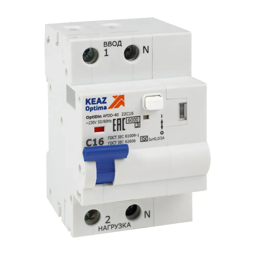 Устройство защиты от дугового пробоя с АВДТ OptiDin AFDD-40-22C16-A-У3 КЭАЗ 339086