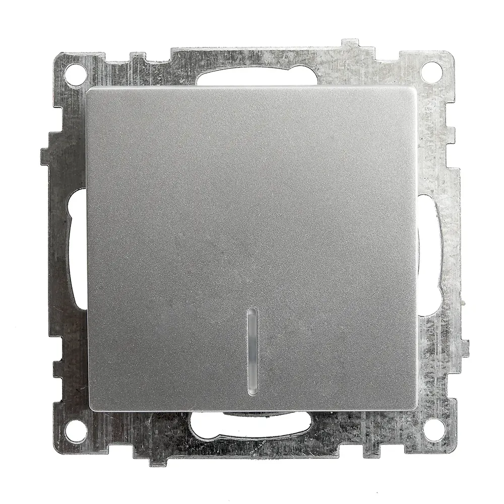 Выключатель 1-клавишный c индикатором (механизм), 250В, 10А, серия Катрин, серебро FERON 39577