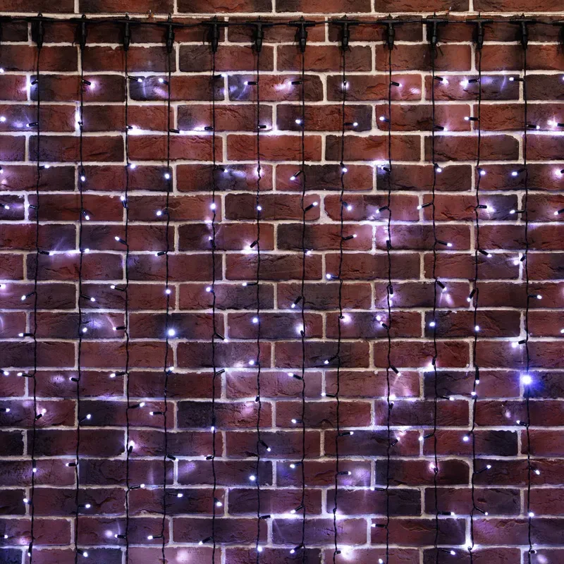 Гирлянда светодиодный Дождь 2х6 м, постоянное свечение, черный провод, 230 В, диоды белые Neon-Night 235-165