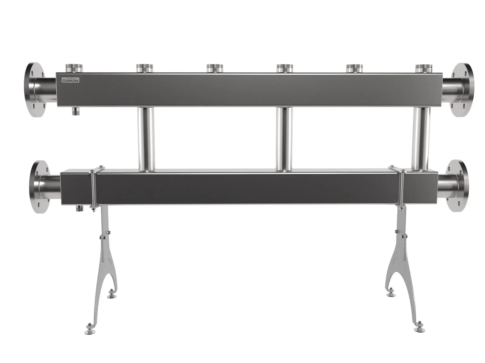 Коллектор модульный MKSS-600-3x50 на 3 контура G 2', 2 магистрали фланцевое подключение DN 80, до 600 кВт, нерж. сталь Gidruss 1R 06006 18