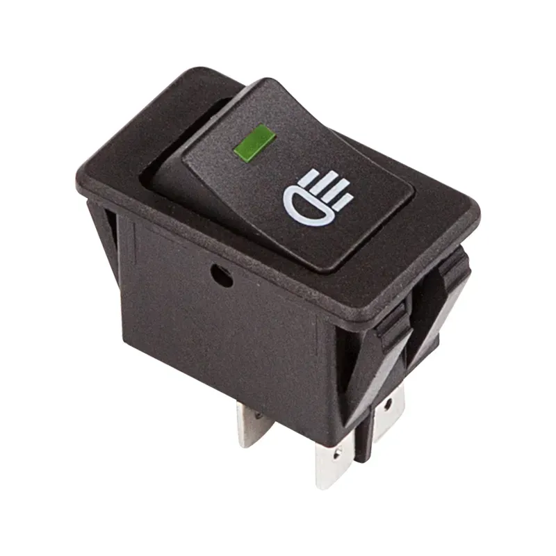 Выключатель клавишный 12V 35А (4с) ON-OFF с зеленой LED подсветкой REXANT 36-4441