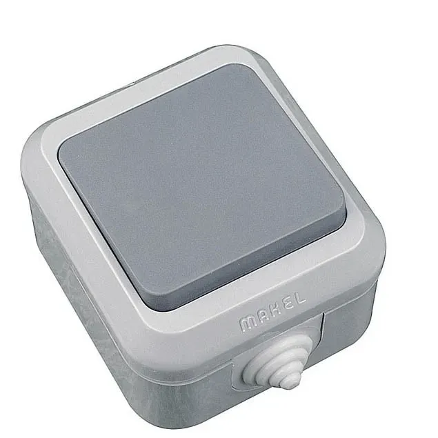 Выключатель 1 кл серый IP 44 Makel 18100