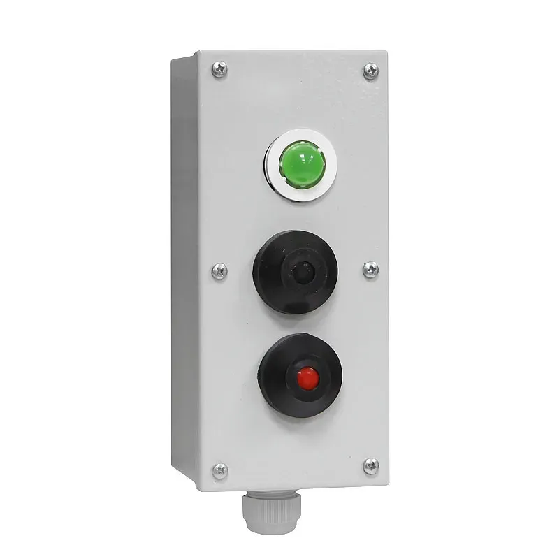 Пост кнопочный ПКУ-15-21.131-54У2 (1хКЕ081/2(1з+1р) красная + 1хКЕ081/2(1з+1р) черная + 1хПЕ081/1(2з) переключатель на 3 положения + PG-19) Электротехник ET506005