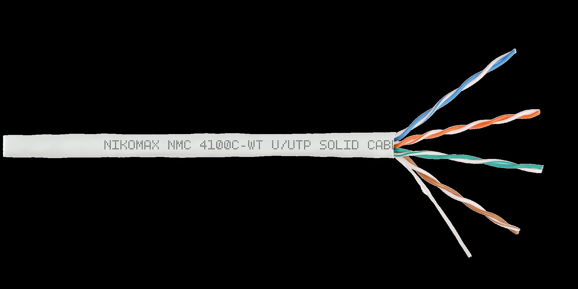 Витая пара U/UTP 4 пары Кат 5e solid BC AWG24 (0.51мм) IN LSZH нг(А)-HF белый 305м