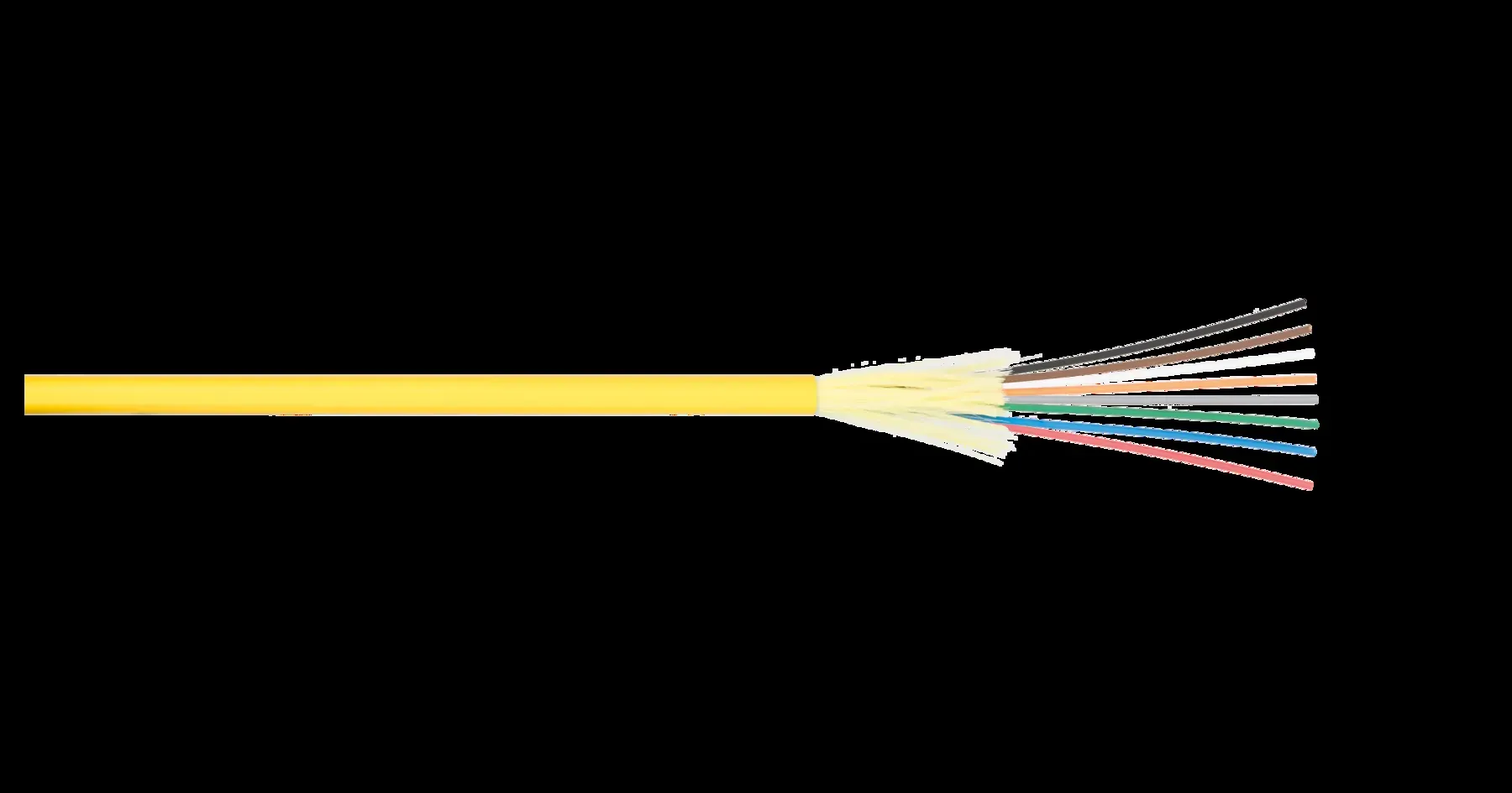 Кабель волоконно-оптический, 16 волокон,          одномодовый 9/125мкм, стандарта OS2, внутренний,  распределительный, с плотным буфером, силовой     элемент стеклонити, полимерный материал           нг(A)-LSLTx, желтый