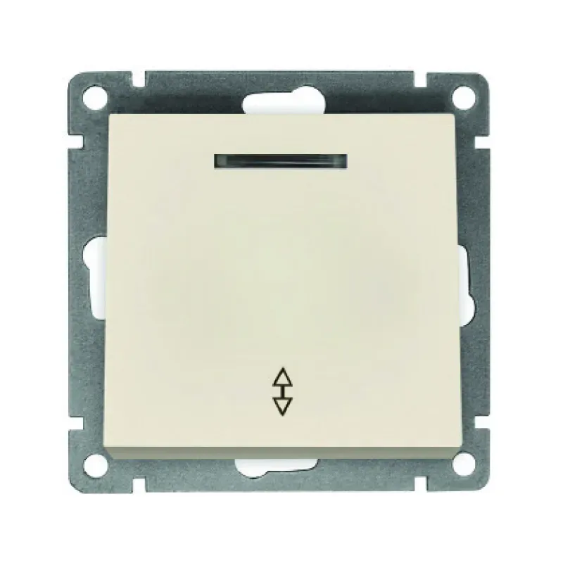 Выключатель проходной одноклавишный с подсветкой серия Афина , с/у, 10А, 220В, слоновая кость (ivory) (еврослот) Универсал A0125-I
