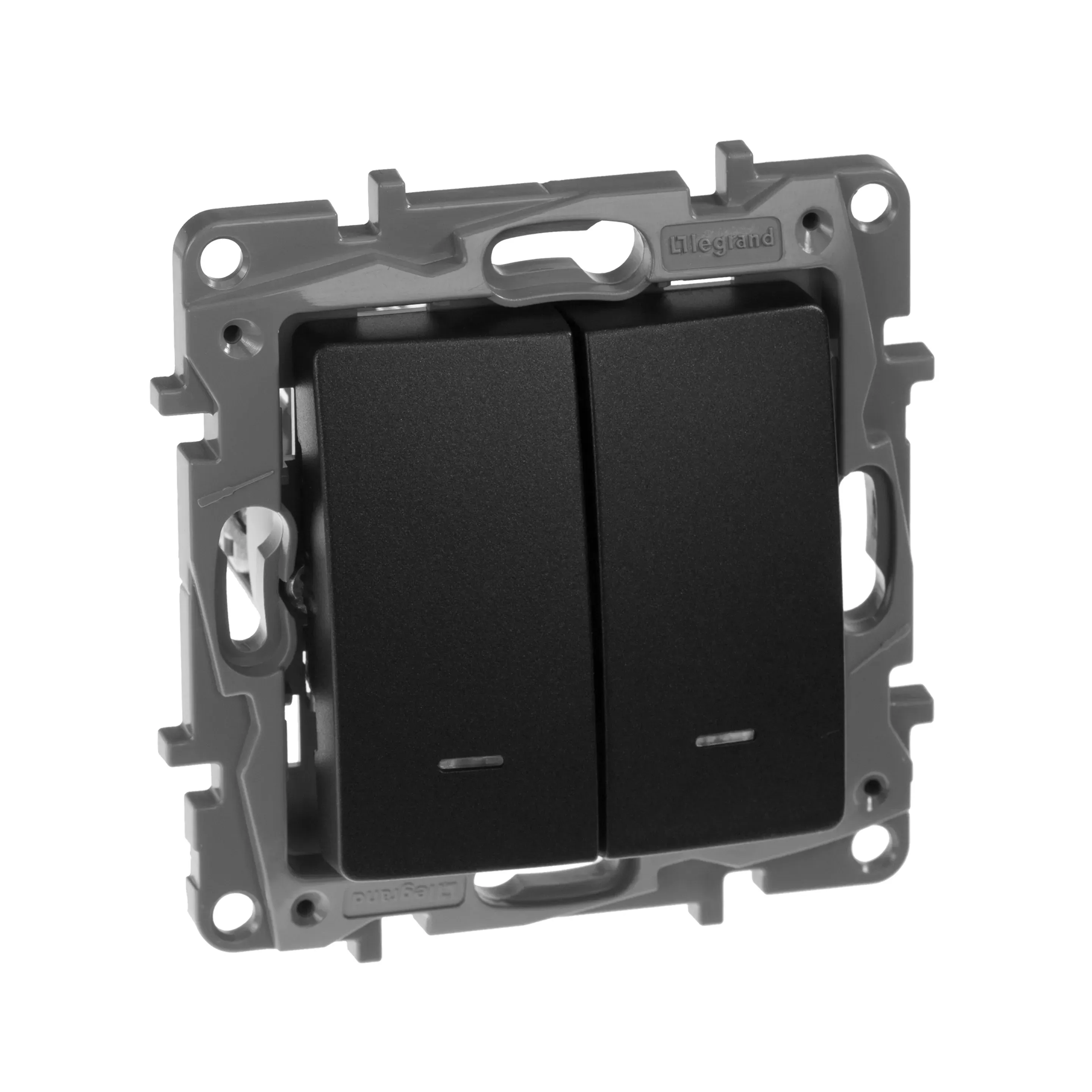 ETIKA Выключатель двухклавишный с подсветкой/индикацией автоматические клеммы 10 AX 250 LEGRAND 672604