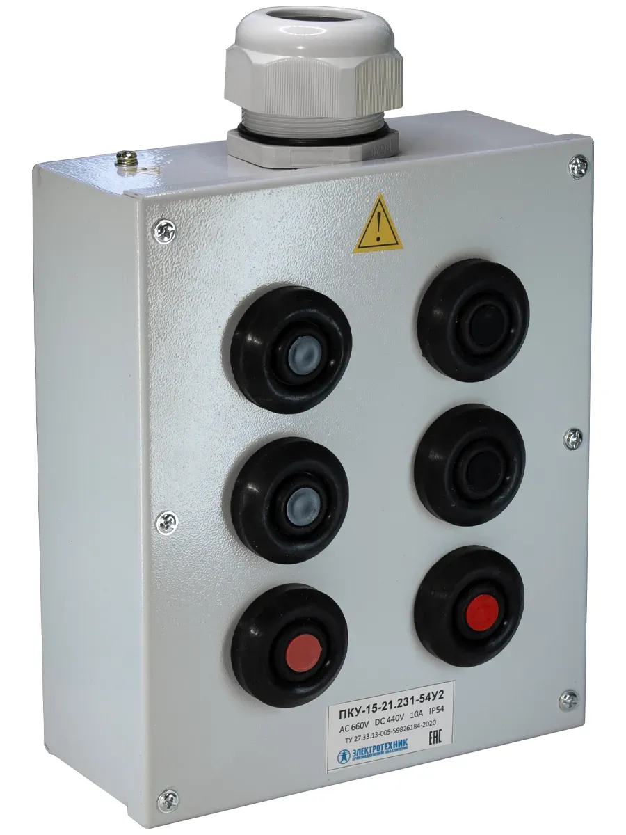 Пост управления ПКУ-15-21.231-54У2 (4хКЕ081/2(1з+1р) черная + 2хКЕ081/2(1з+1р) красная + PG-36) Электротехник ET008531
