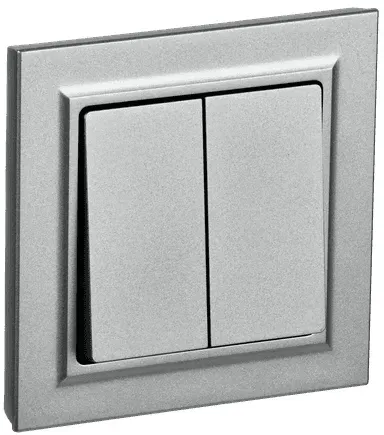 BRITE Выключатель двухклавишный 10А в сборе ВСР10-2-0-БрА алюминий IEK IEK BR-V20-0-10-K47-F