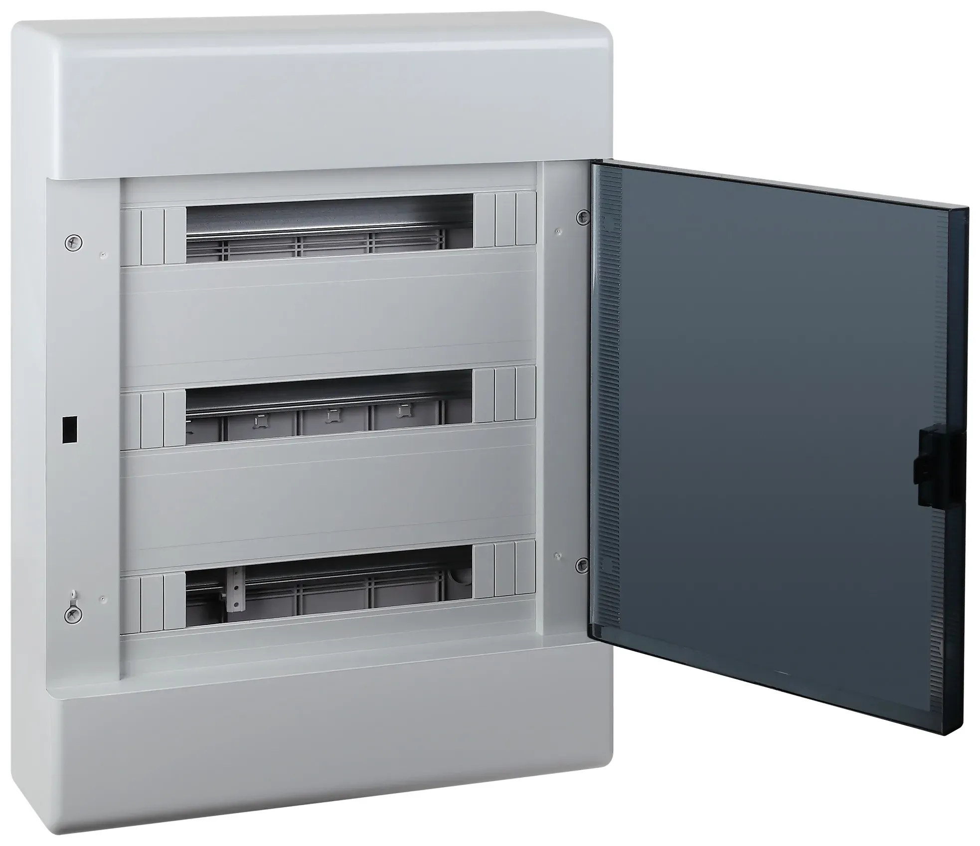 Щиток для открытой проводки на 54 модуля с дверцей 648х468х116 мм (серый с прозрачной дверцей) RUVINIL 68054СП