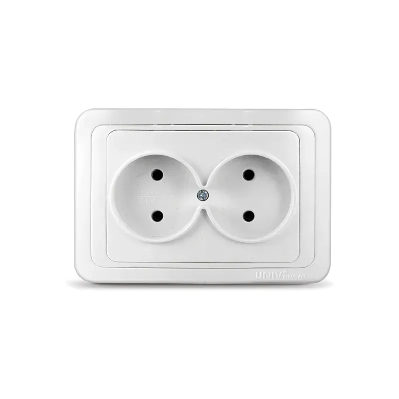 Валери Розетка двойная без заземления белая Универсал В0102