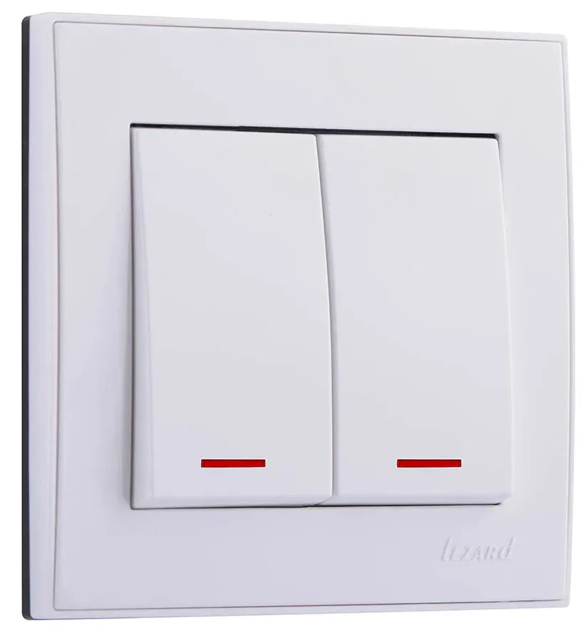 Выключатель RAIN двойной с подсветкой белый Lezard 703-0202-112