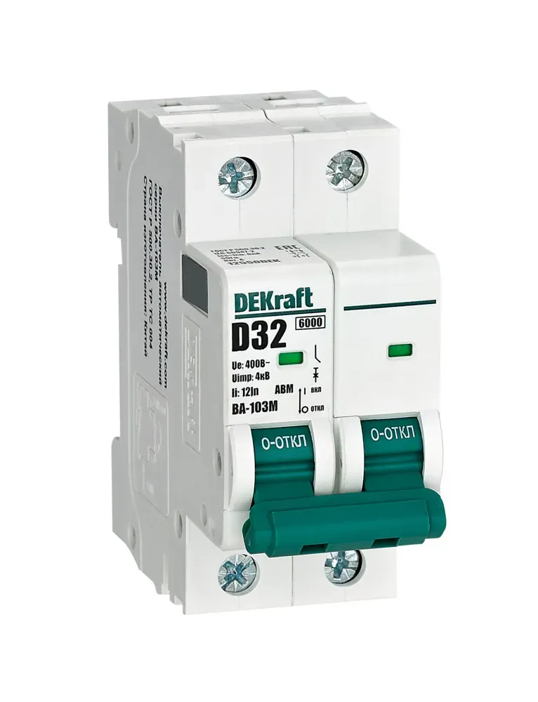 Выключатель автоматический без теплозащиты 2P 32А х-ка D 6кА ВА-103M SE (Dekraft) 12550DEK