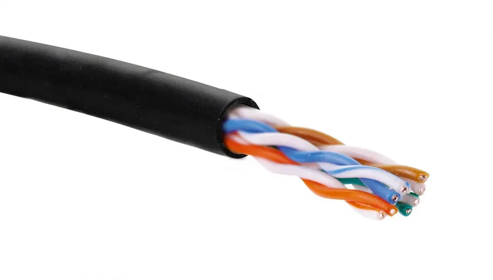 Витая пара категории 5e, U/UTP, 4 пары, V-LINK, 22 AWG, нг(A)-HF, внешней/внутренней прокладки, черный