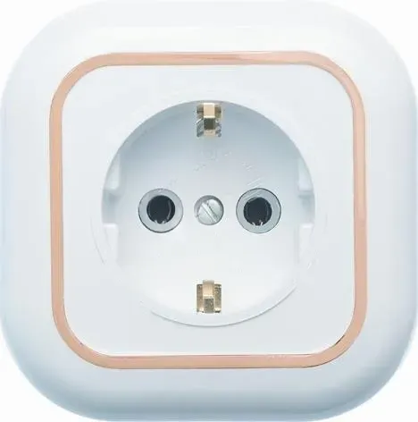 Валентина Розетка 1 пост скрытая с заземлением белый/ золото РС16-635 Кунцево 7654