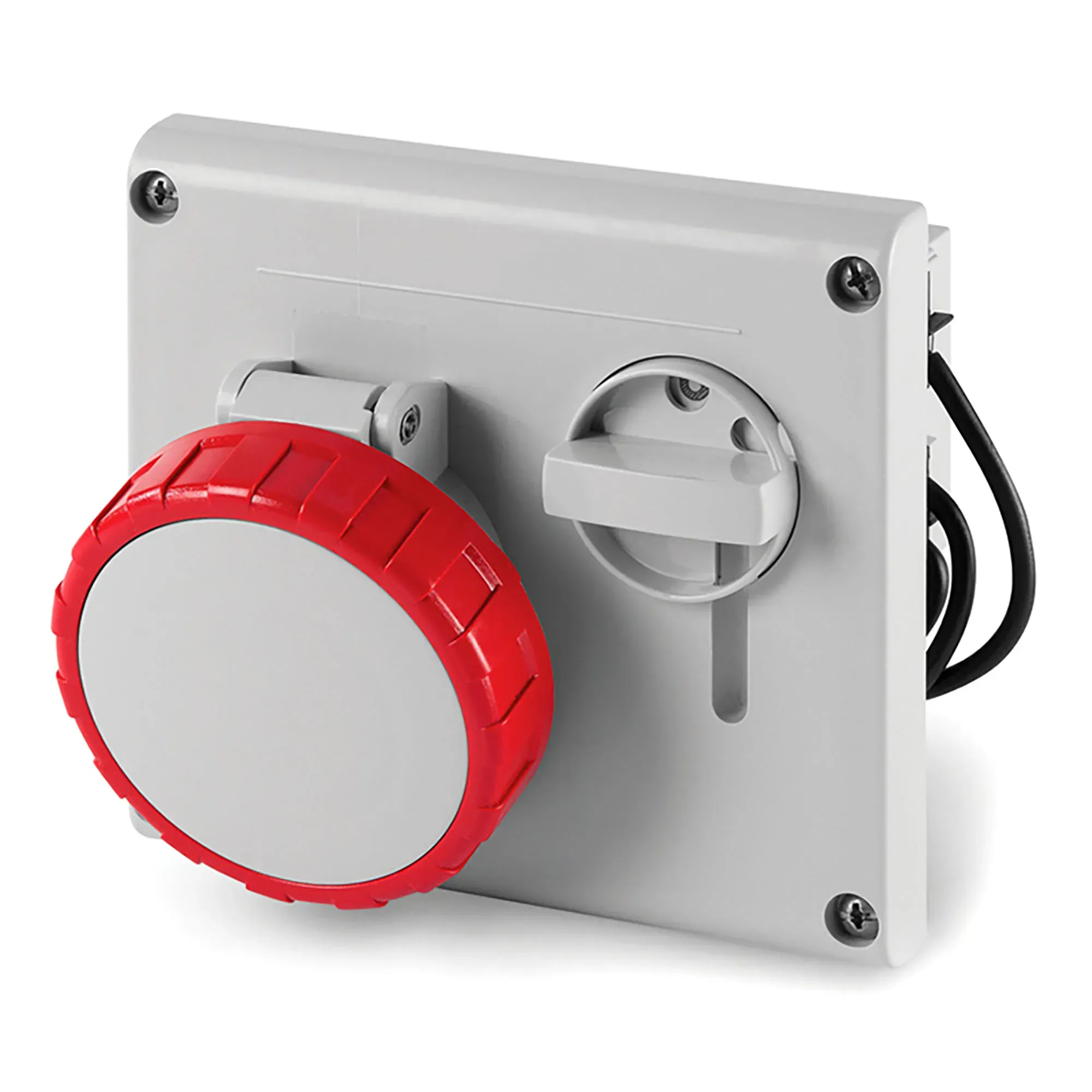 Розетка скрытой установки ip67 16а 3p+e 400в с механической блокировкой и верхним расположением разъема ДКС DIS4051686