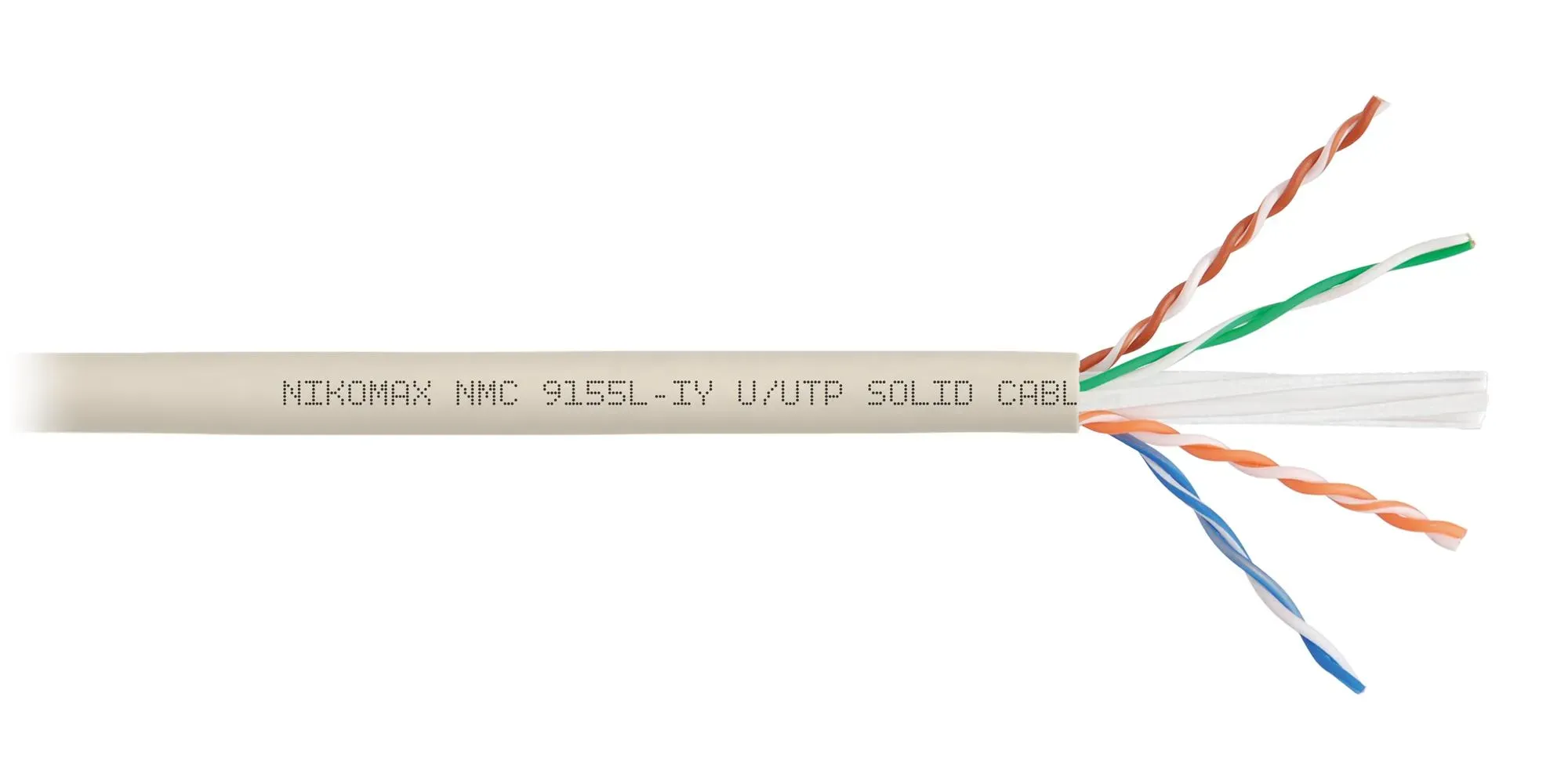 Витая пара U/UTP 4 пары Кат 6a solid BC AWG23 (0.57мм) IN нг(А)-LSLTx светло-серый 500м