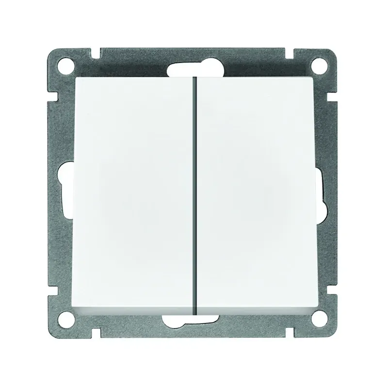 Выключатель двухклавишный серия Афина , с/у, 10А, 220В, белый (еврослот) Универсал A0023