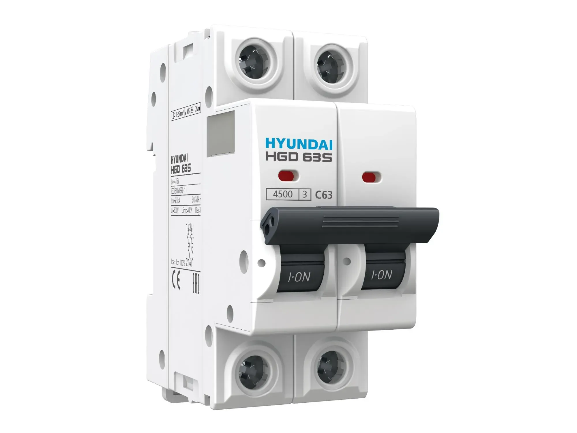 Выключатель автоматический модульный 1П+N 50А D 4,5кА Standard HGD HD Hyundai Electric HGD63S1NMDS0000C00050_C