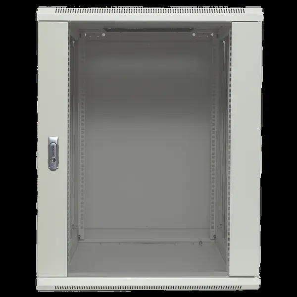 шкаф настенный 19 teracom pro 12u 600х600 мм дверь стеклянная с замком-ручкой серый EKF TRP-WLL-1266-40G